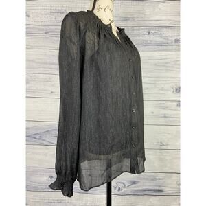 Simply Vera Wang Chiffon Button Front Top Women S Black Cami Lined NWT $48